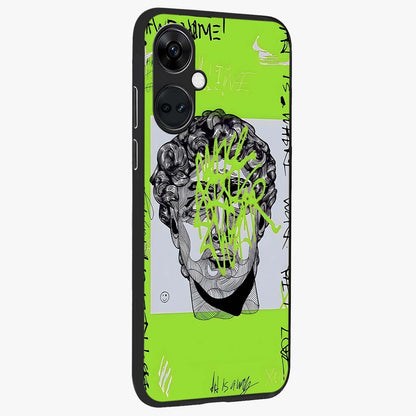 Neo Graffiti Rebellion Glass Case for 1+Nord Ce 3 side perspective highlighting vibrant street textures and premium edges