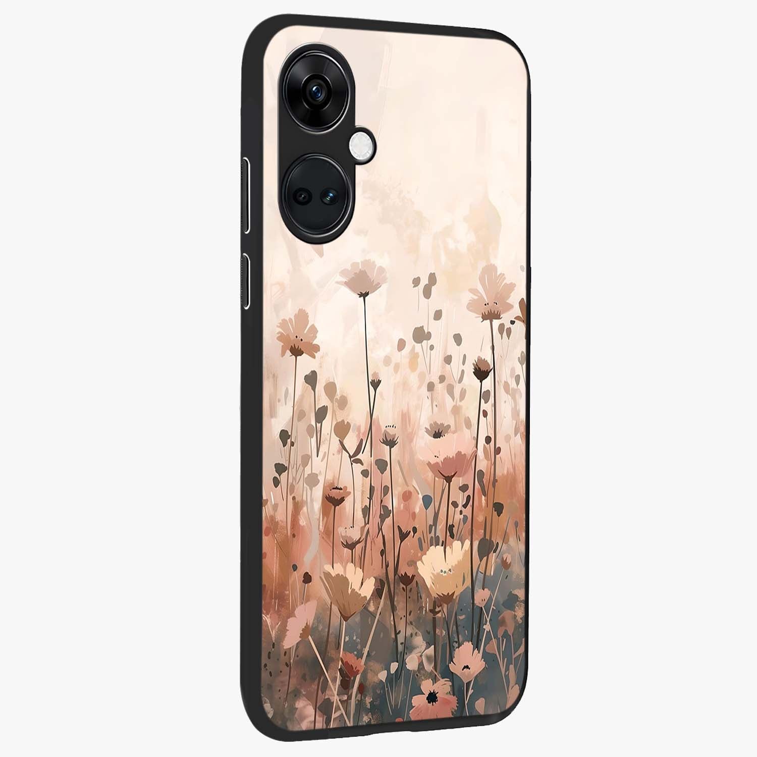 Pastel Wildflowers Glass Case for 1+Nord CE 3 side perspective highlighting vibrant bloom textures and smooth premium build
