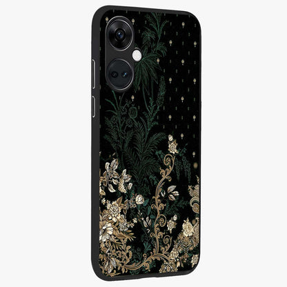 Regal Botanical Tapestry Glass Case for 1+Nord CE 3 side perspective highlighting detailed floral textures and sleek premium build