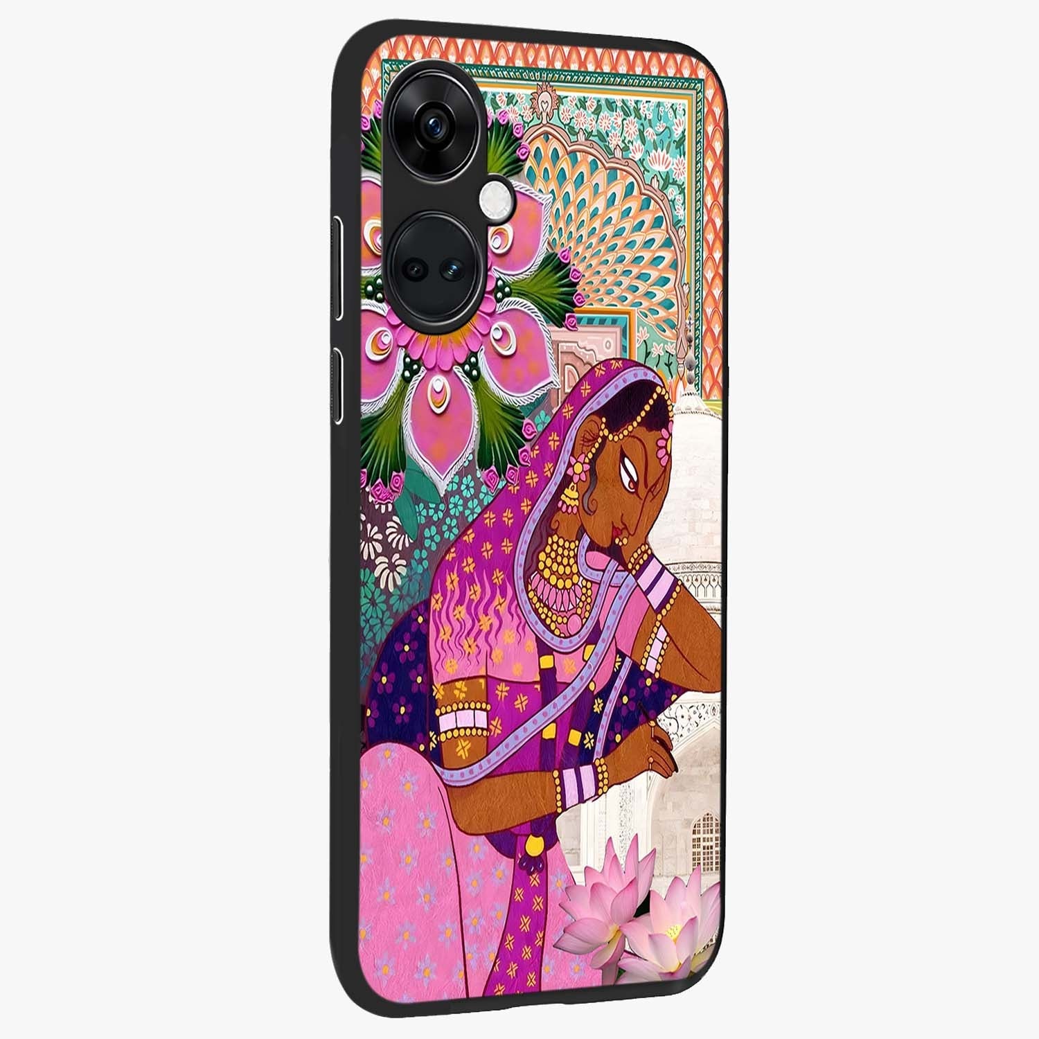 Royal Lotus Muse Glass Case for 1+Nord CE 3 side perspective highlighting serene textures and smooth build