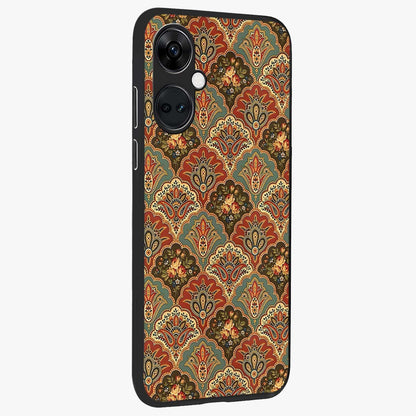 Royal Threadwork Glass Case for 1+Nord Ce 3 side perspective highlighting detailed stitching textures and smooth premium build