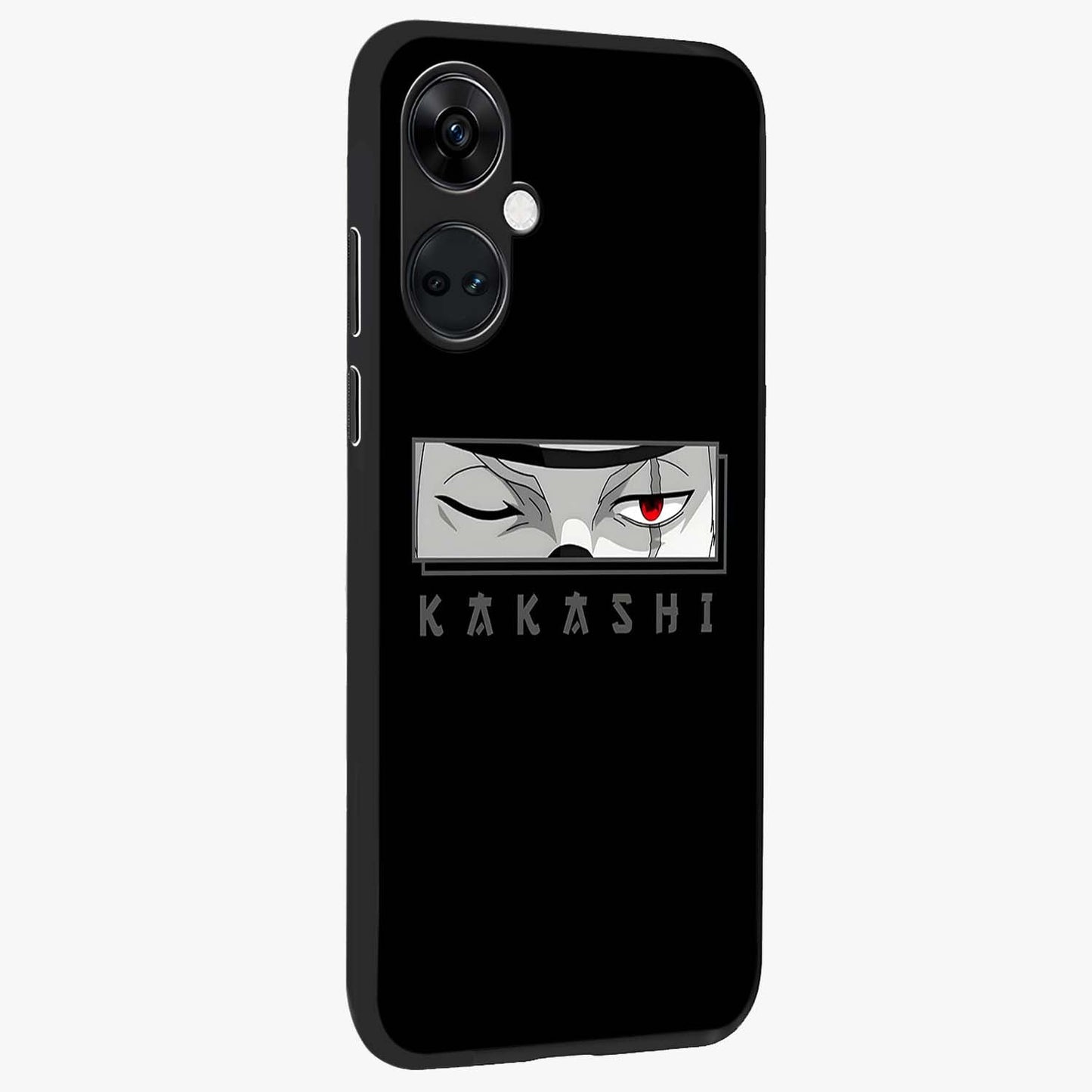 Scarlet Ninja Gaze Glass Case for 1+Nord Ce 3 side perspective highlighting intense textures and premium edges