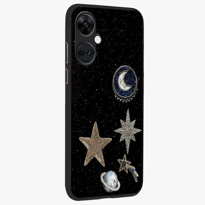 Starlit Cosmic Dreams Glass Case for 1+Nord CE 3 side perspective highlighting luminous textures and premium edges