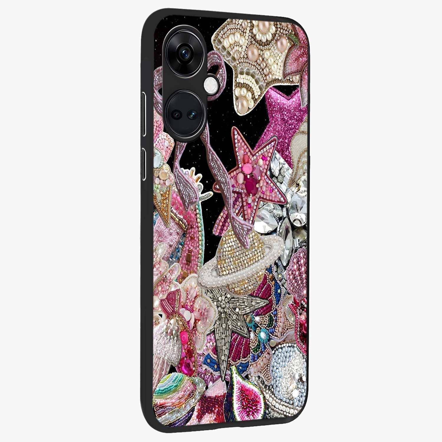 Starlit Jewel Dream Glass Case for 1+Nord Ce 3 side perspective highlighting sparkling textures and sleek premium build