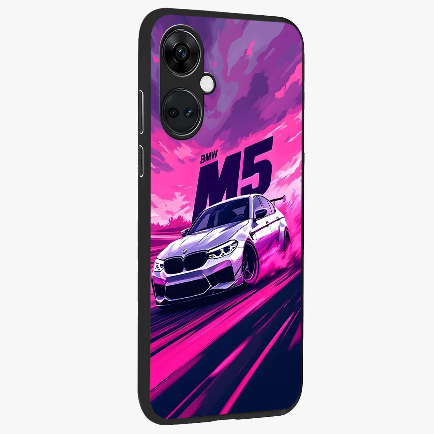 Velocity Drift Pulse Glass Case for 1+Nord Ce 3 side perspective highlighting sharp automotive textures and sleek build