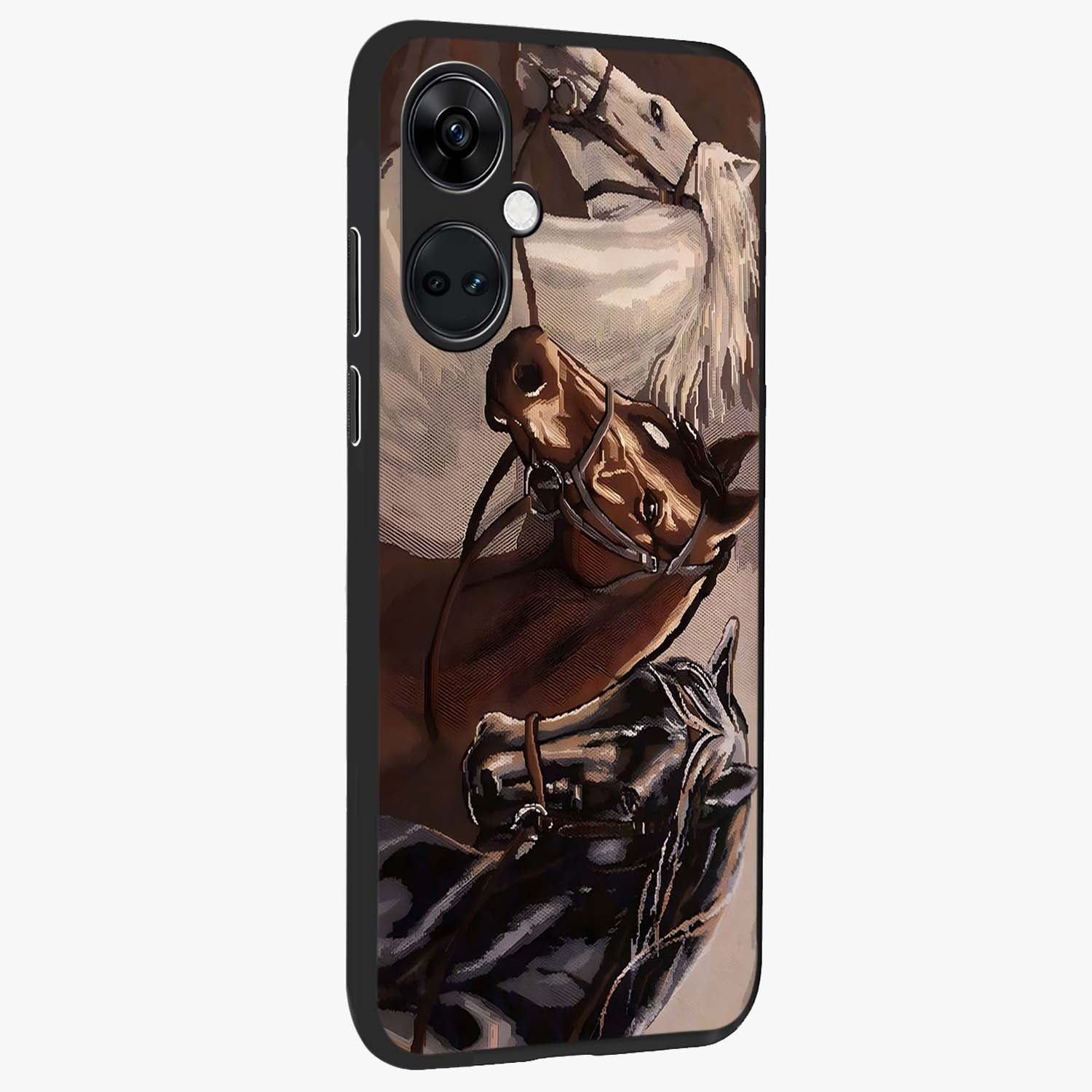 Wild Trio Gallop Glass Case for 1+Nord Ce 3 side perspective highlighting strong motion textures and premium edges