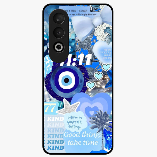 Aesthetic Be Kind Eye Glass Case for 1+Nord Ce 4 front view featuring minimal eye illustration with positive message