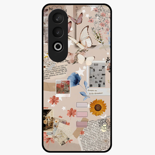 Aesthetic Butterfly Glass Case for 1+Nord Ce 4 front view featuring elegant butterfly artwork with soft aesthetic tones