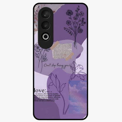 Aesthetic Love With Flower Glass Case for 1+Nord CE 4 romantic front view featuring floral love themed artwork