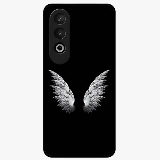Angel Wing Grace Glass Case for 1+Nord Ce 4 elegant front view featuring soft angel wing artwork