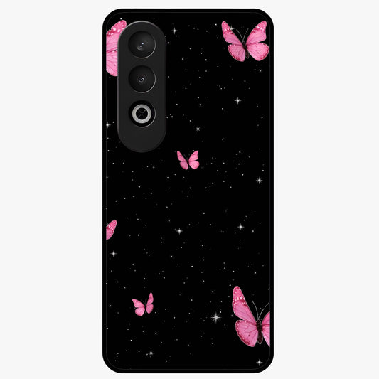 Blinking Butterfly Glass Case for 1+Nord Ce 4 showing full back design in clean flat view with delicate butterfly artwork and glossy glass finish.