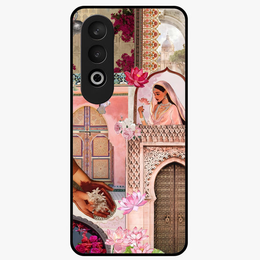 Blush Heritage Dream Glass Case for 1+Nord Ce 4 elegant front view featuring heritage inspired floral artwork
