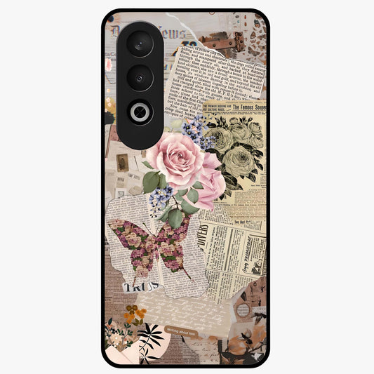 Butterfly News Bloom Glass Case for 1+Nord Ce 4 artistic front view featuring blooming floral and butterfly themed artwork