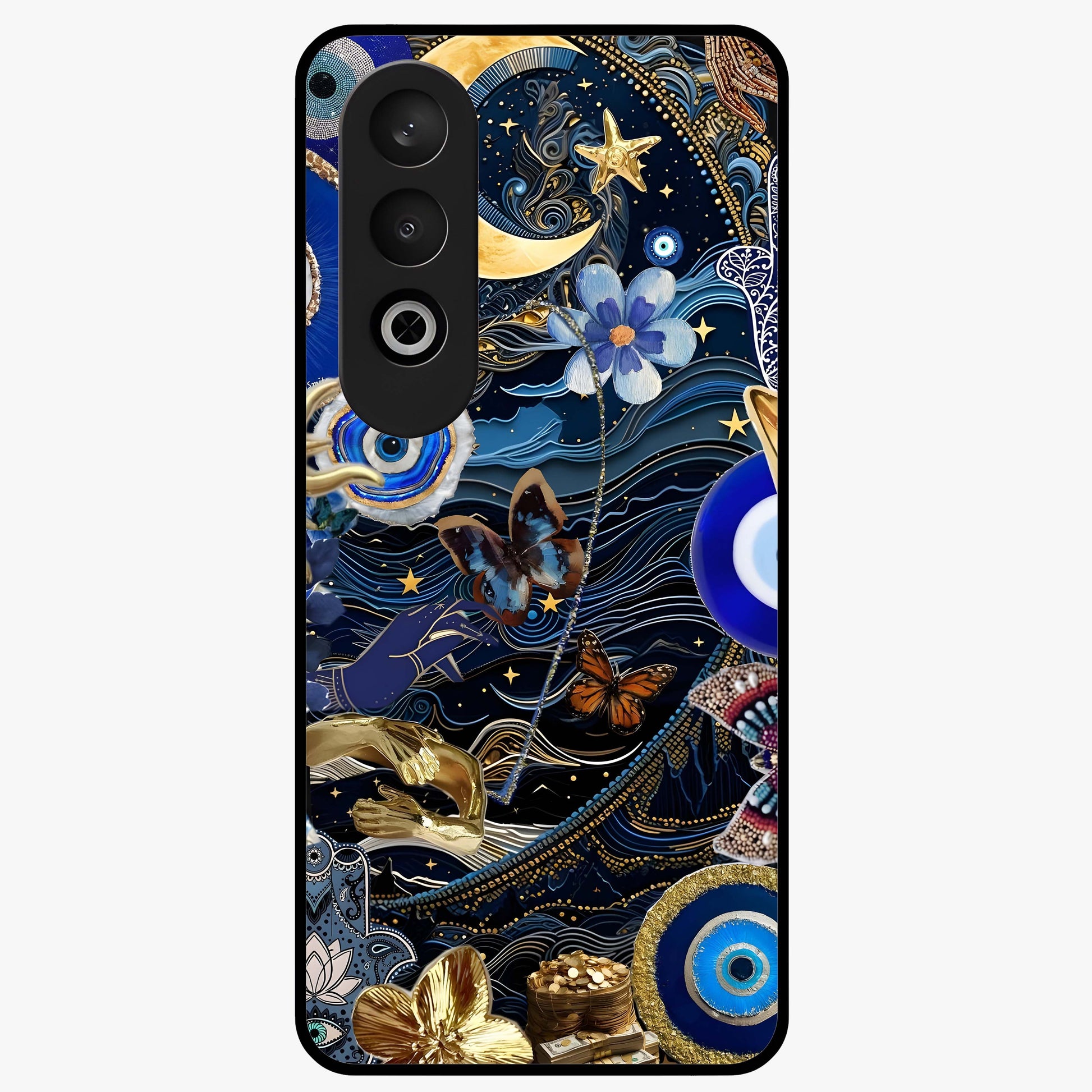 Celestial Blessing Shield Glass Case for 1+Nord CE 4 spiritual front view featuring protective celestial symbol artwork