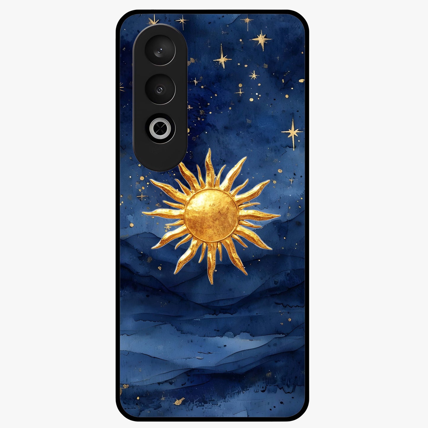 Celestial Blue Glow Glass Case for 1+Nord Ce 4 radiant front view featuring glowing blue cosmic artwork