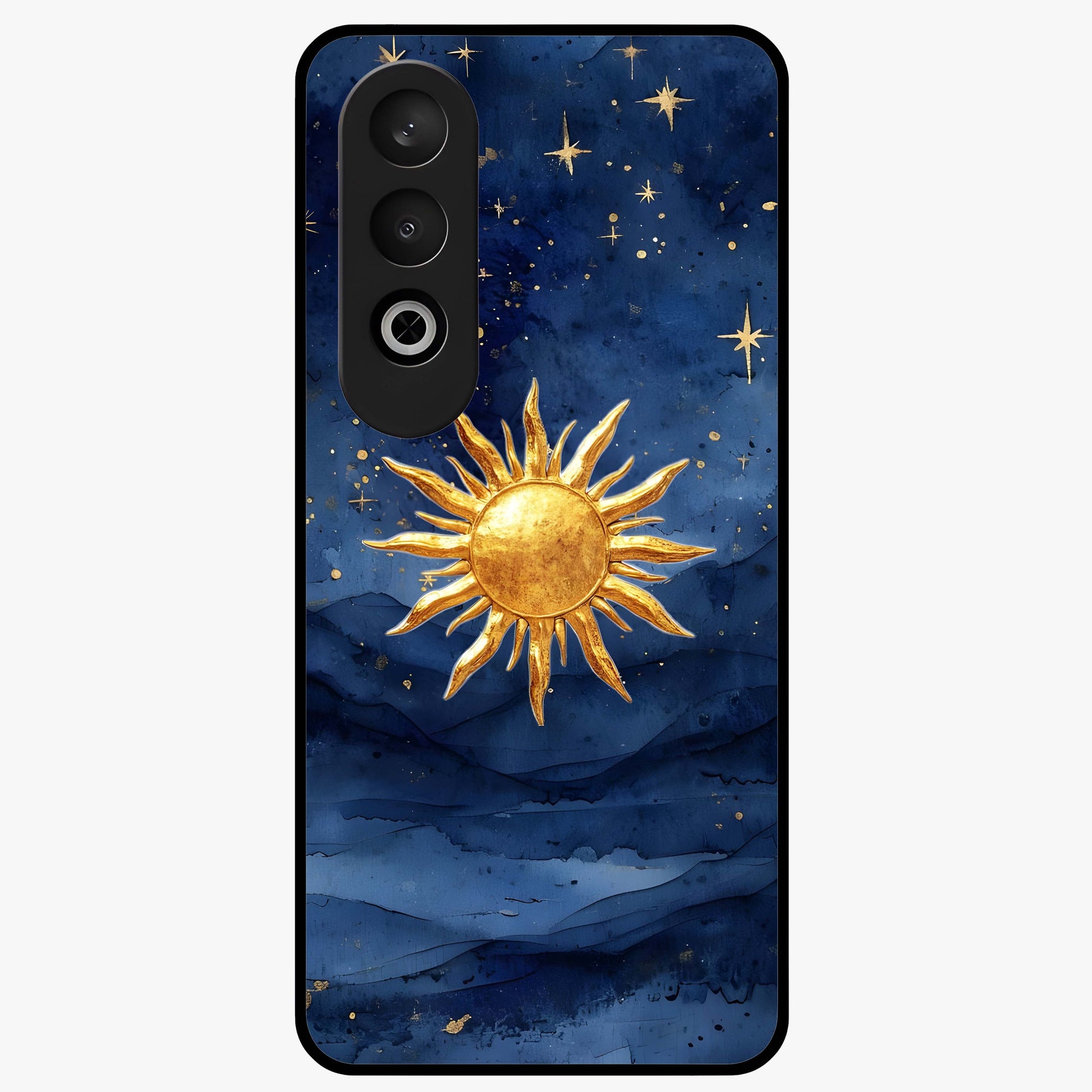Celestial Blue Glow Glass Case for 1+Nord Ce 4 radiant front view featuring glowing blue cosmic artwork