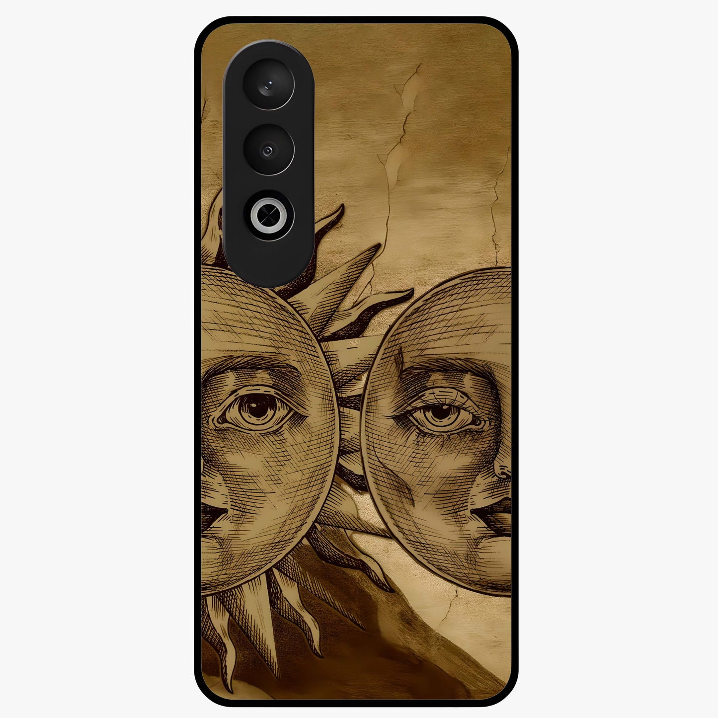 Celestial Relic Glow Glass Case for 1+Nord Ce 4 mystical front view featuring ancient relic inspired cosmic artwork