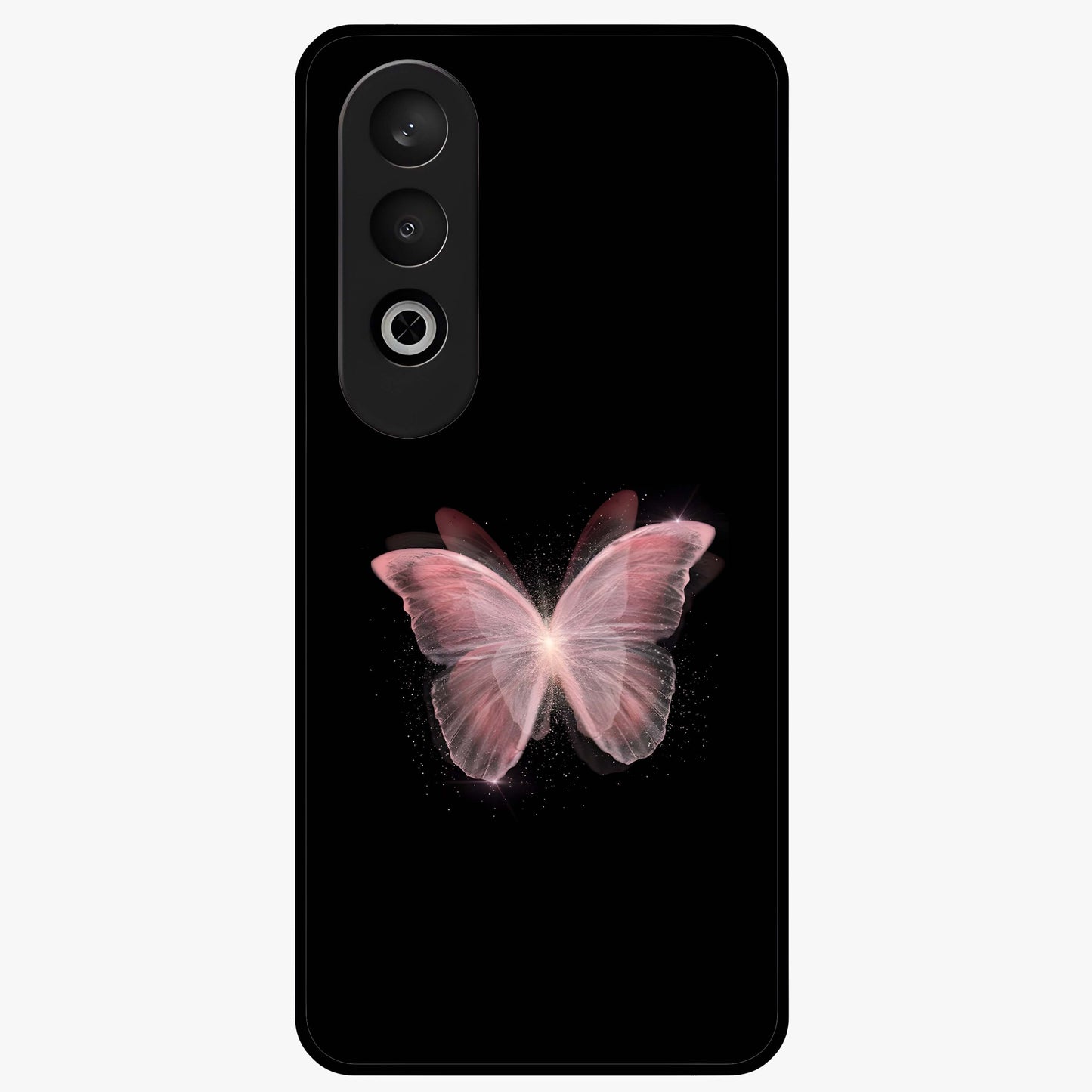 Celestial Wings Butterfly Glass Case for 1+Nord Ce 4 elegant front view featuring butterfly artwork with cosmic accents
