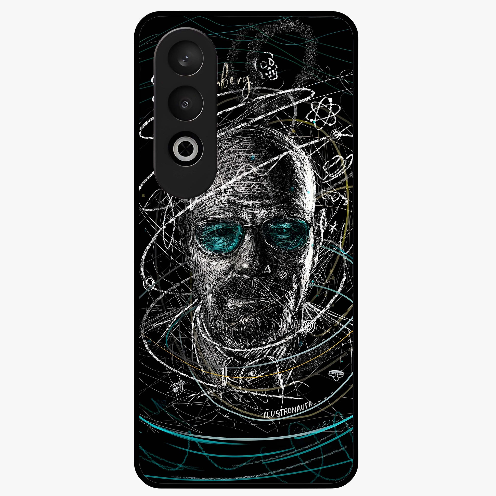 Chaotic Mind Genius Glass Case for 1+Nord Ce 4 bold front view featuring expressive abstract typography artwork