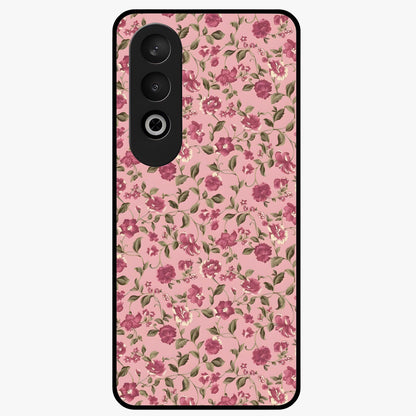Charming Pink Floral Glass Case for 1+Nord CE 4 soft front view featuring delicate pink floral artwork