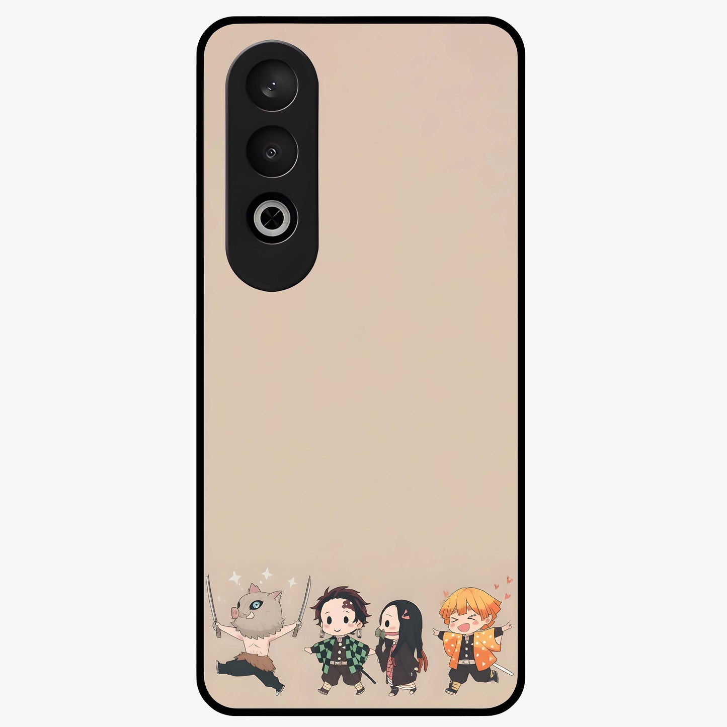 Chibi Demon Squad Glass Case for 1+Nord Ce 4 playful front view featuring chibi style character artwork