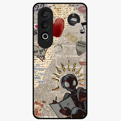 City Dream Sketch Glass Case for 1+Nord CE 4 showing full back design in clean flat view with artistic city sketch artwork and glossy glass finish.