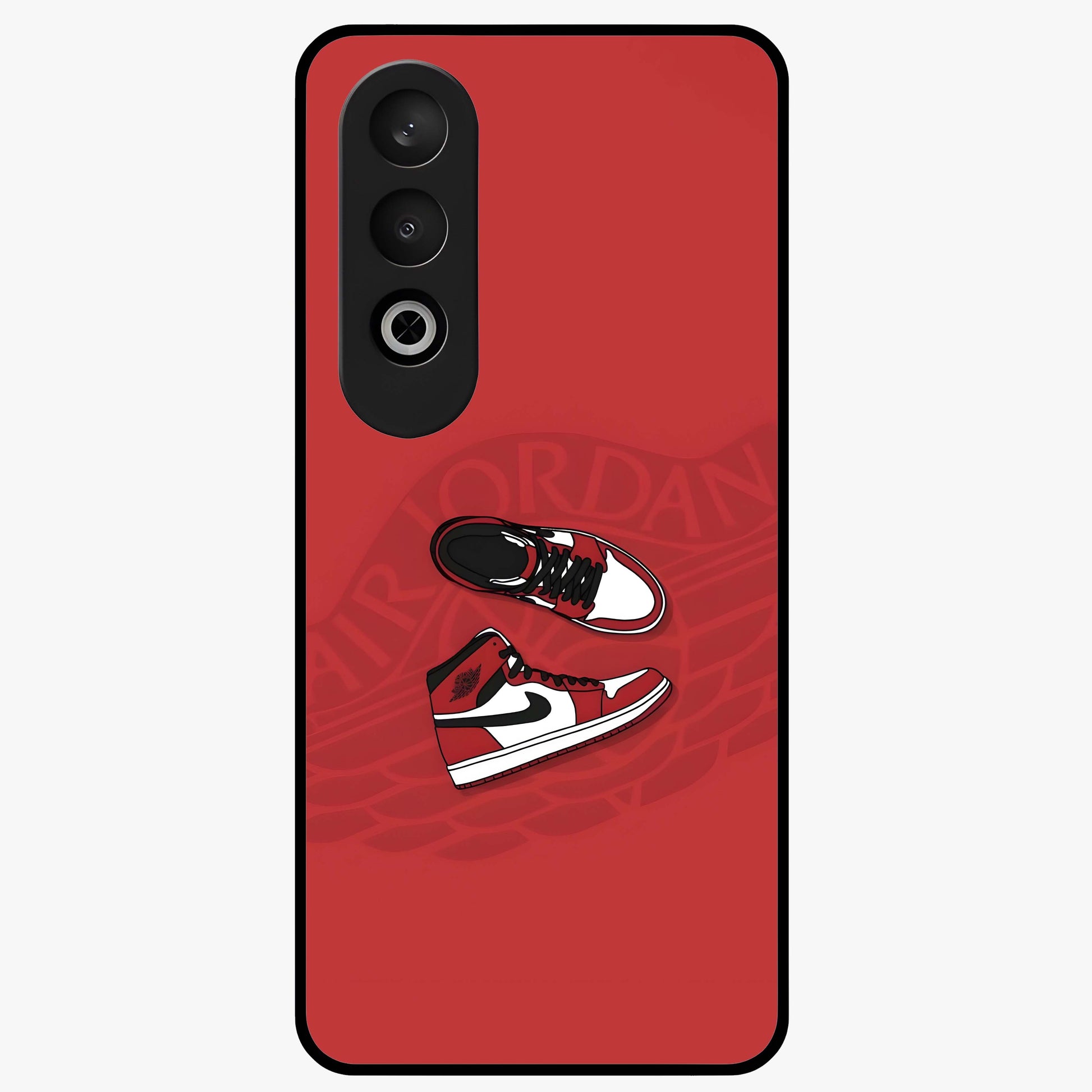 Classic Sneaker Float Glass Case for 1+Nord CE 4 showing full back design in clean flat view with floating sneaker artwork and glossy glass finish.