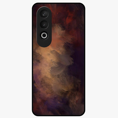 Crimson Dusk Whirl Glass Case for 1+Nord CE 4 dramatic front view featuring swirling dusk inspired crimson artwork