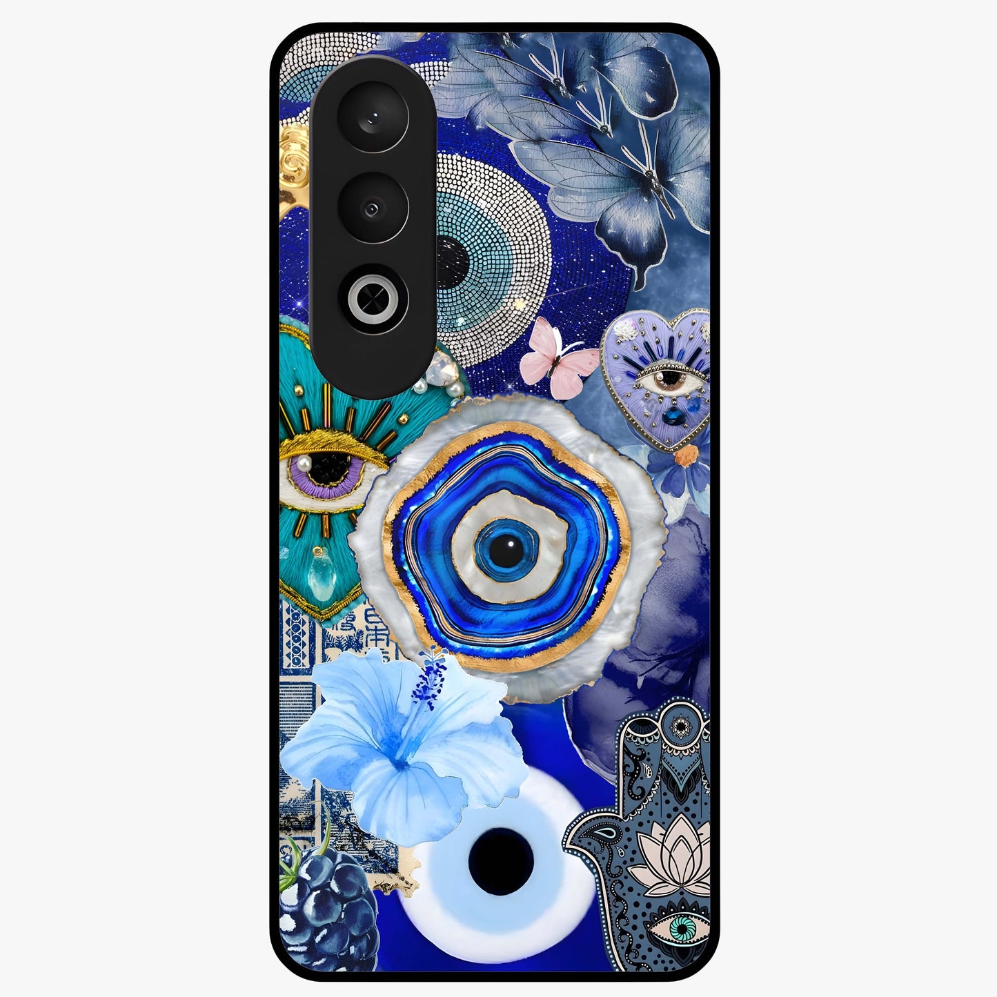 Crimson Evil Eye Charm Glass Case for 1+Nord Ce 4 bold front view featuring protective evil eye artwork in deep red tones