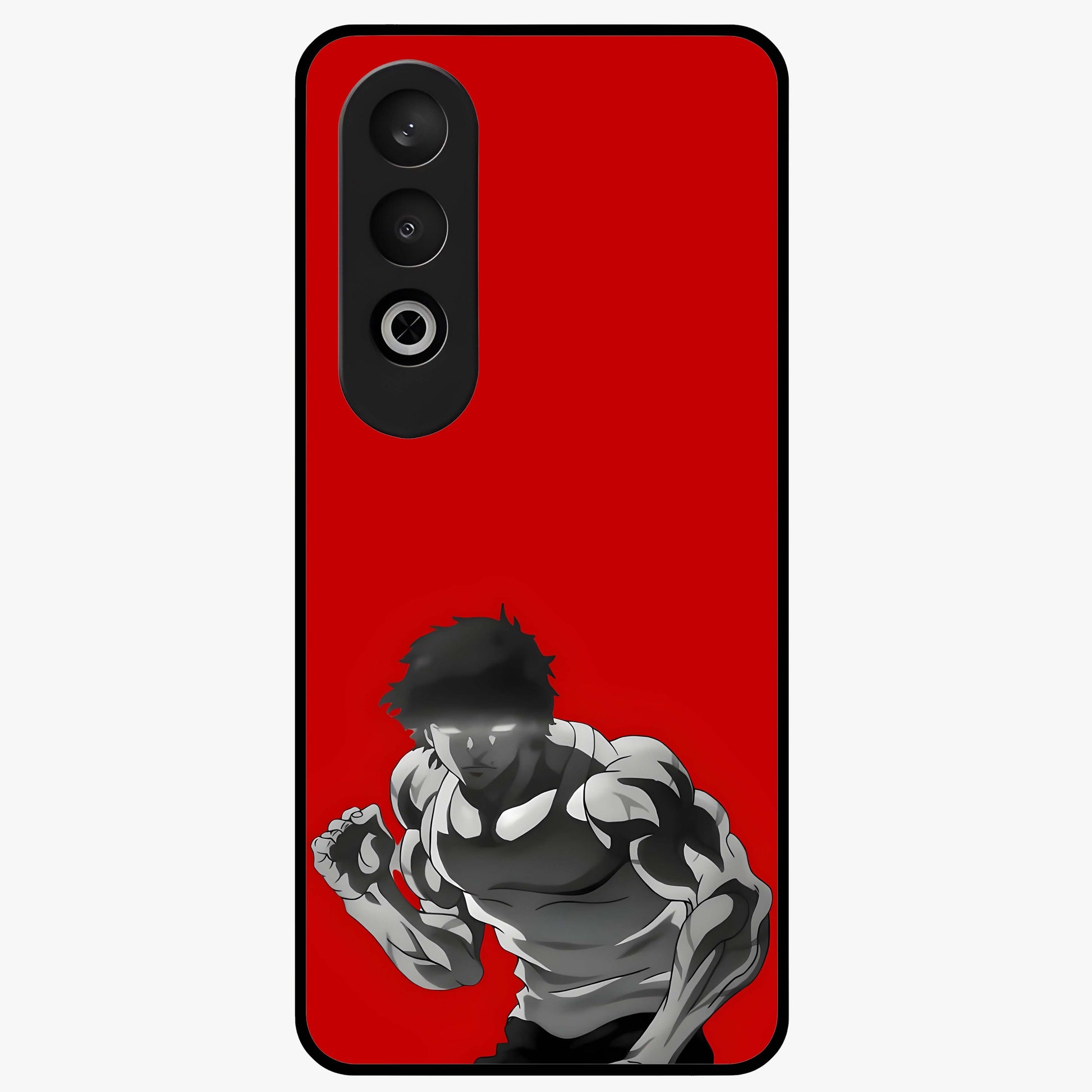 Crimson Power Rush Glass Case for 1+Nord Ce 4 bold front view featuring dynamic red abstract motion artwork