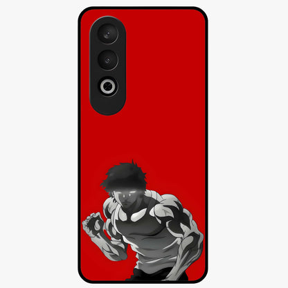 Crimson Power Rush Glass Case for 1+Nord Ce 4 bold front view featuring dynamic red abstract motion artwork
