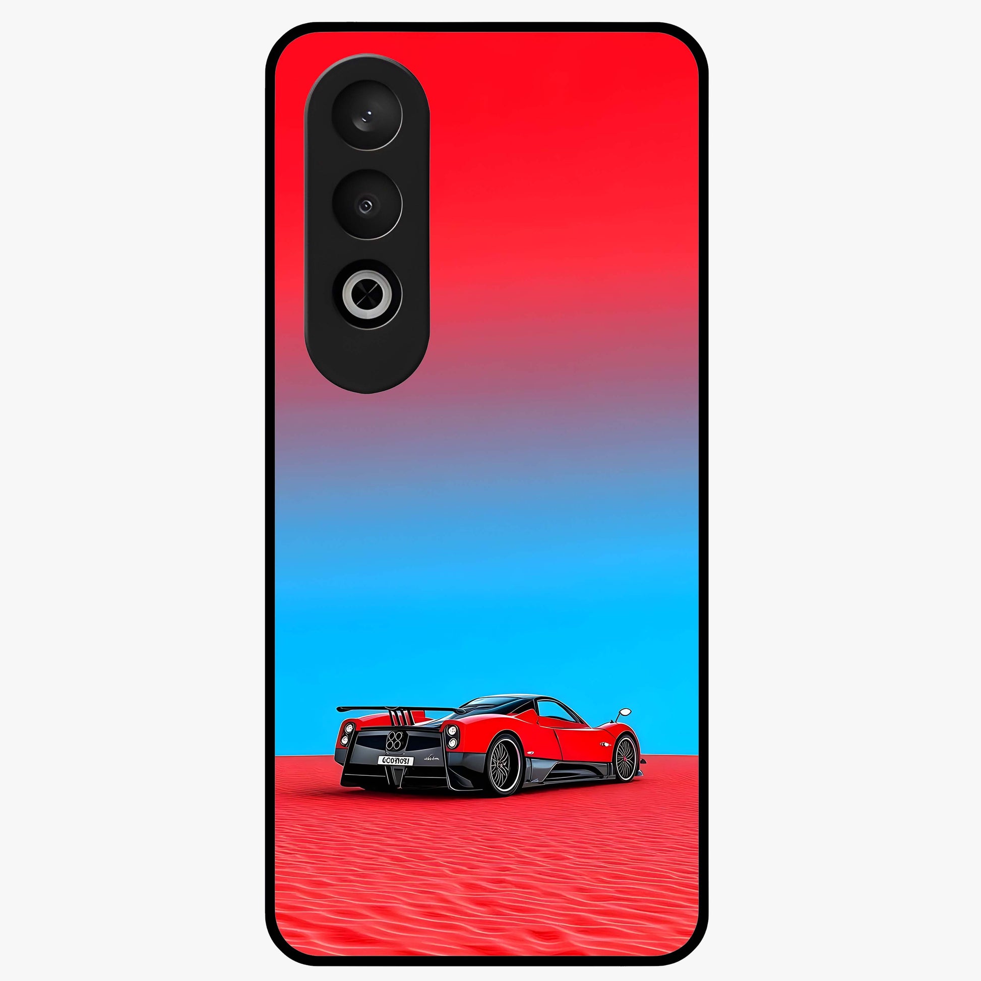 Crimson Speed Mirage Glass Case for 1+Nord CE 4 sleek front view featuring racing inspired red motion artwork