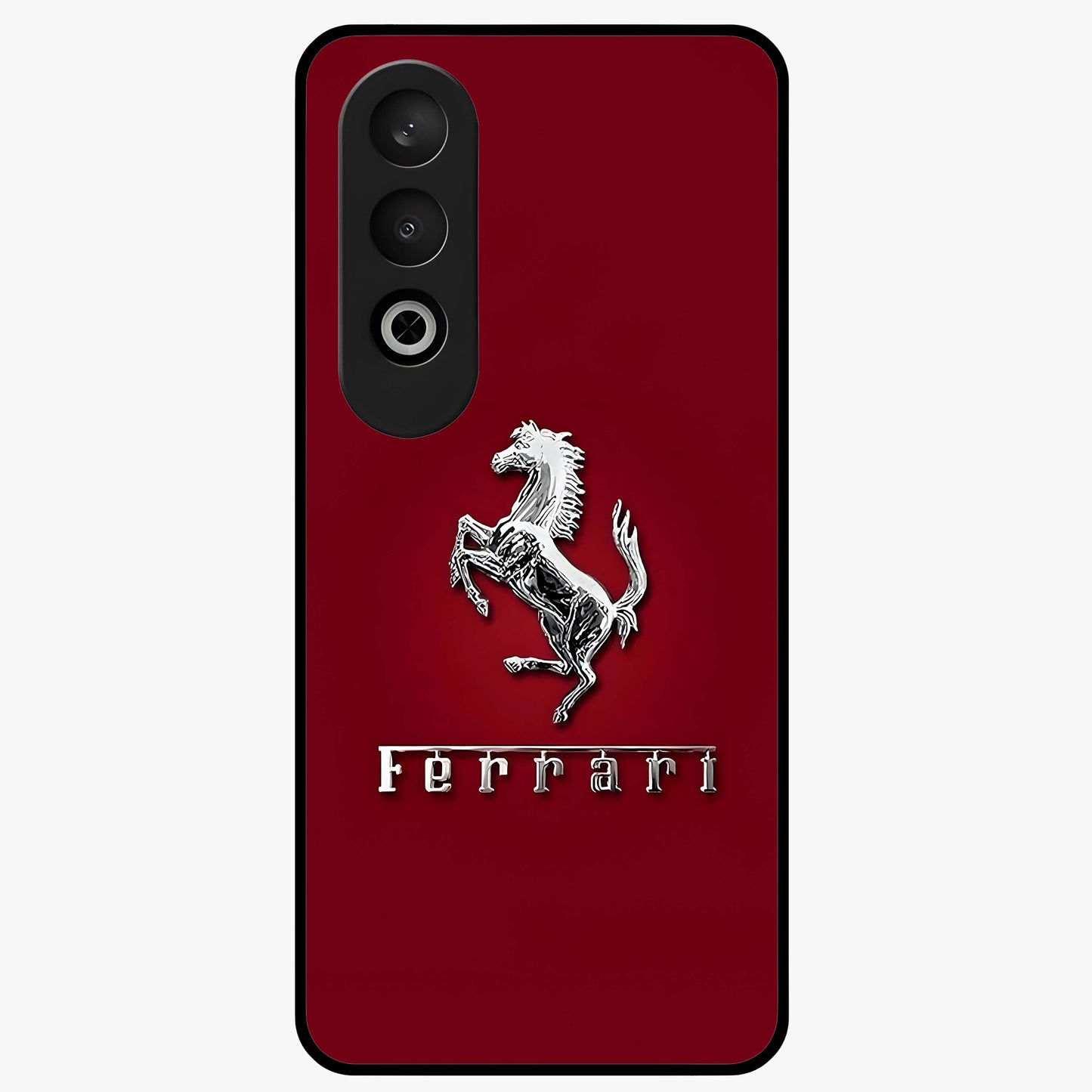 Crimson Stallion Prestige Glass Case for 1+Nord CE 4 powerful front view featuring majestic stallion artwork in crimson tones