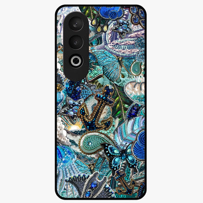 Crystal Ocean Magic Glass Case for 1+Nord Ce 4 vibrant front view featuring sparkling ocean inspired artwork