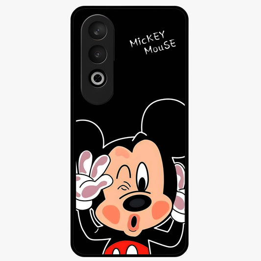 Cute Mickey Love Glass Case for 1+Nord Ce 4 adorable front view featuring playful cartoon love themed artwork