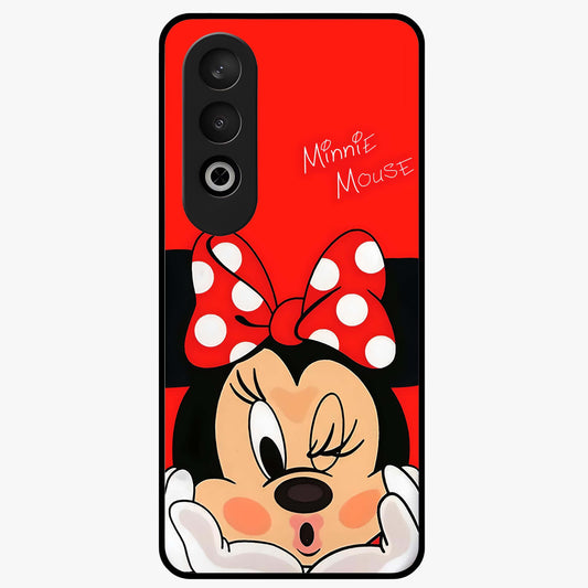 Cute Minnie Love Glass Case for 1+Nord Ce 4 adorable front view featuring playful cartoon love themed artwork