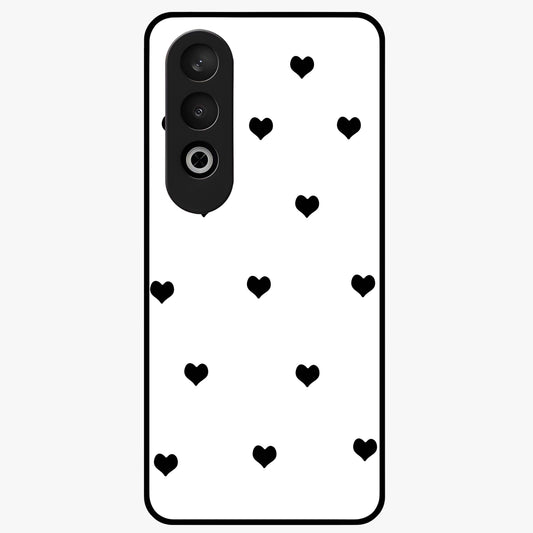 Cute Simple White Hearts Glass Case for 1+Nord Ce 4 powerful front view featuring dark ascension themed artwork