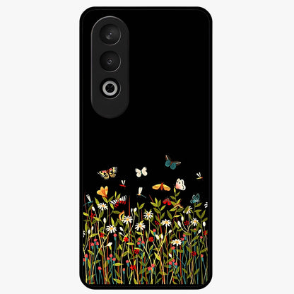 Dark Bloom Wonderland Custom Name Glass Case for 1+Nord CE 4 striking front view featuring dark floral artwork with personalized name design