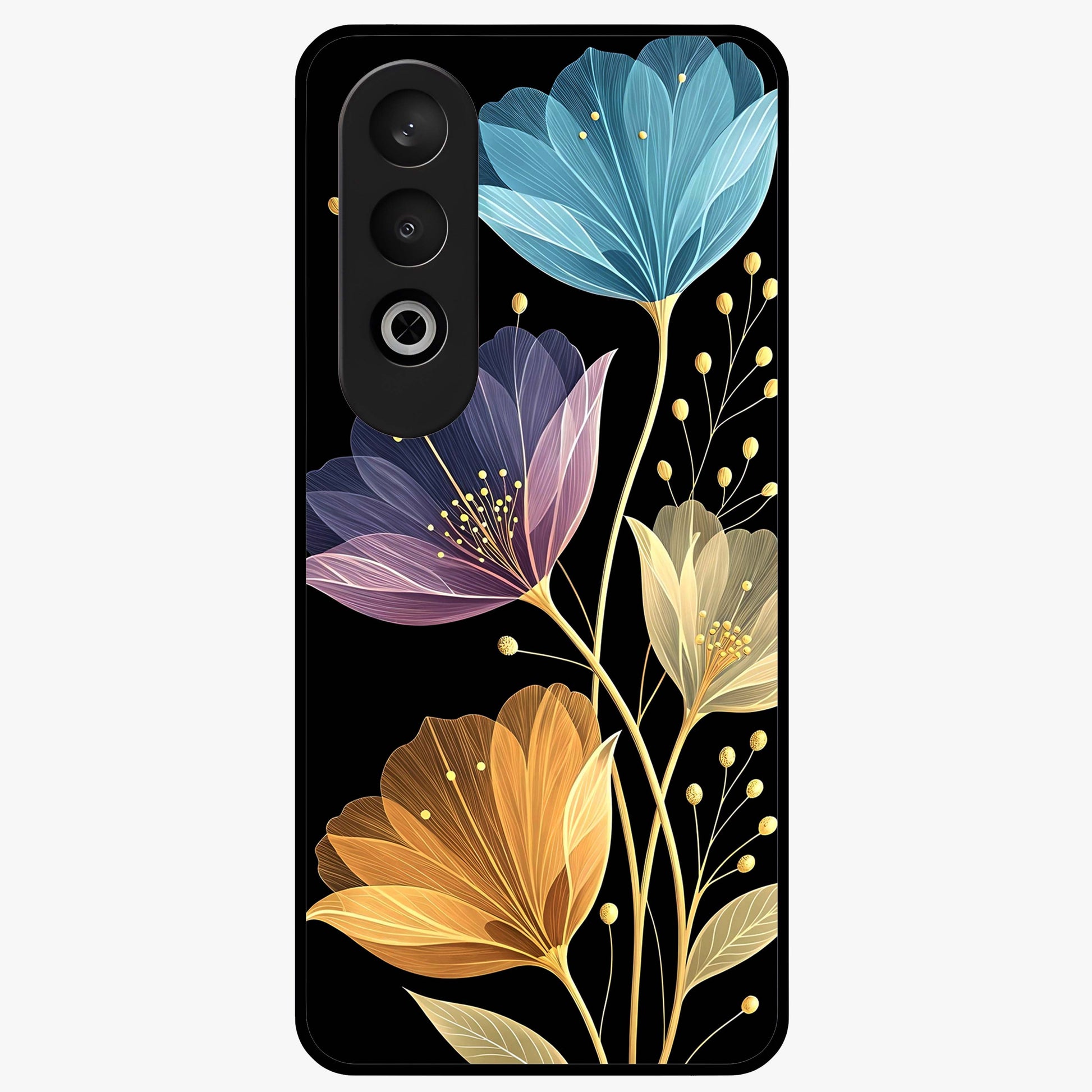 Delicate Multicolor Flowers Glass Case for 1+Nord CE 4 vibrant front view featuring soft multicolor floral artwork