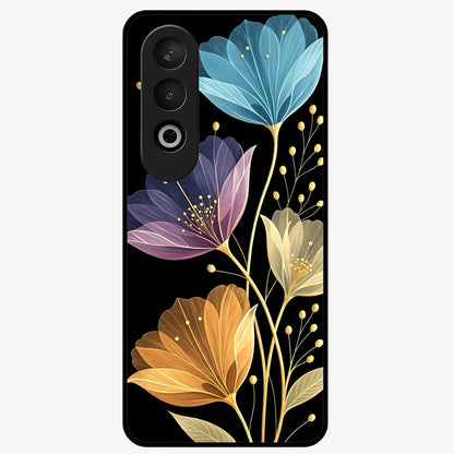 Delicate Multicolor Flowers Glass Case for 1+Nord CE 4 vibrant front view featuring soft multicolor floral artwork