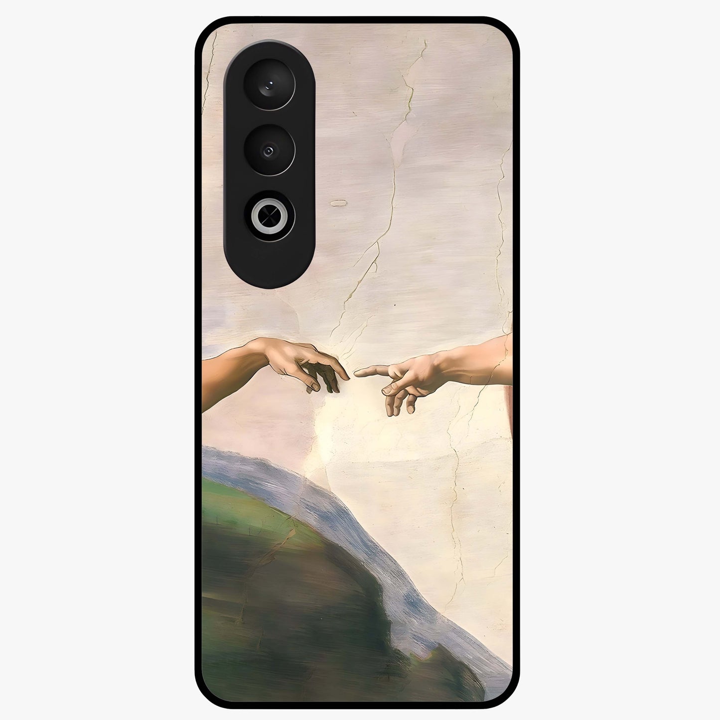 Divine Touch Art Glass Case for 1+Nord CE 4 artistic front view featuring expressive spiritual inspired artwork