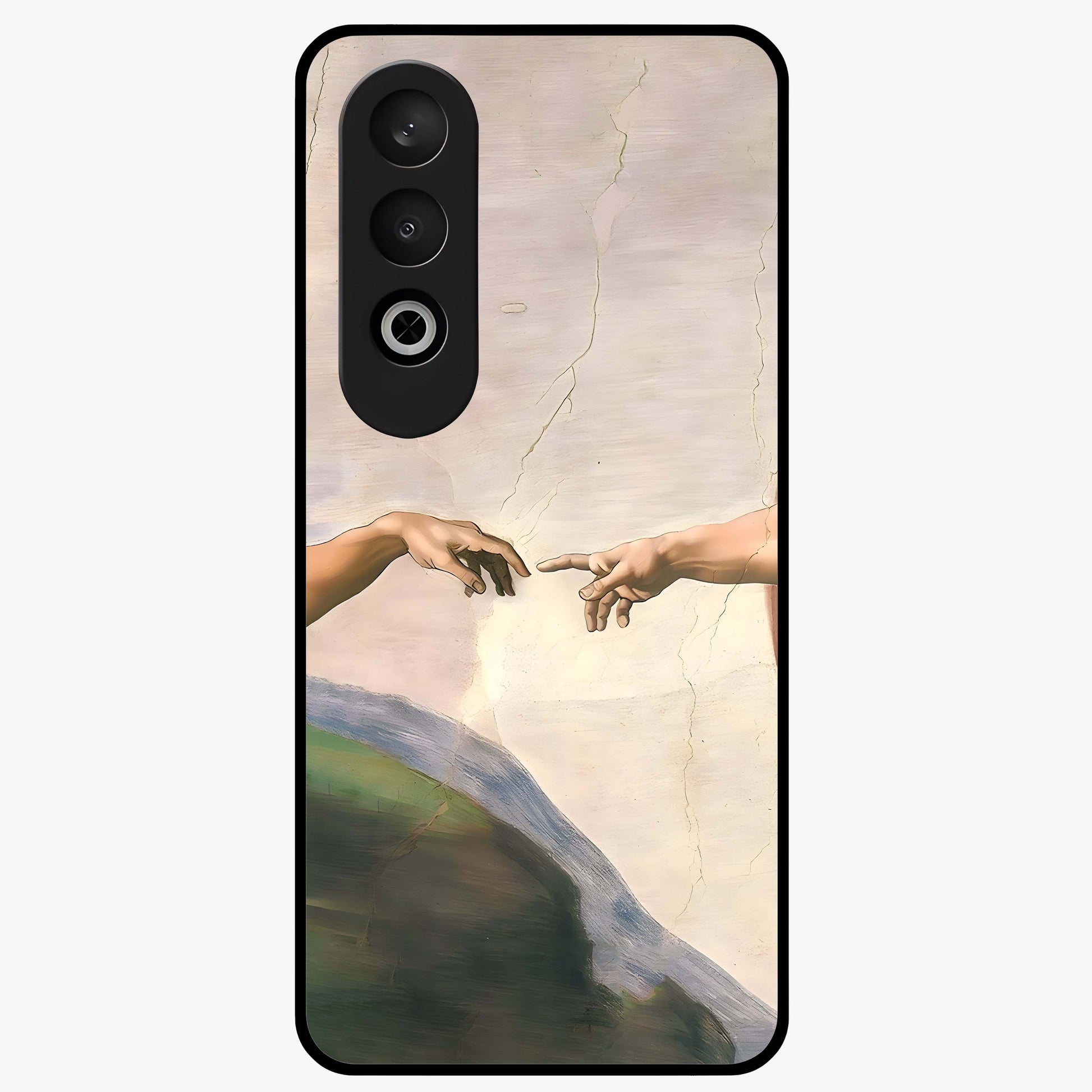 Divine Touch Art Glass Case for 1+Nord CE 4 artistic front view featuring expressive spiritual inspired artwork