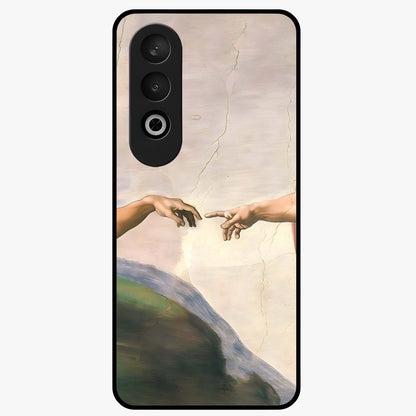 Divine Touch Art Glass Case for 1+Nord CE 4 artistic front view featuring expressive spiritual inspired artwork