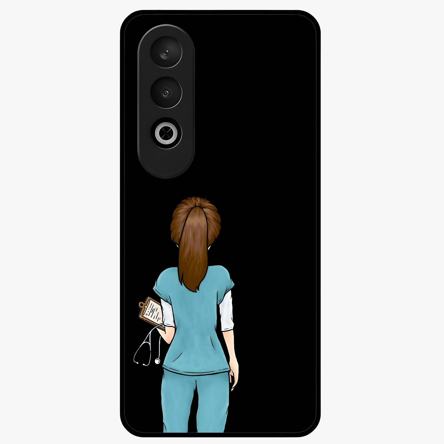 Doctor Pattern Custom Name Glass Case for 1+Nord CE 4 professional front view featuring medical themed artwork with personalized name design