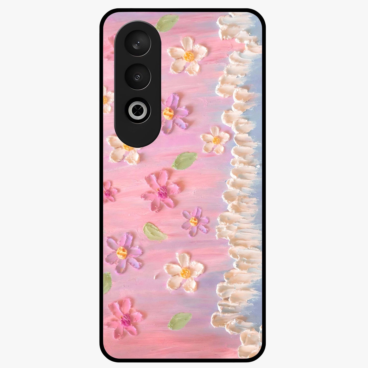 Dreamy Painted Garden Glass Case for 1+Nord CE 4 artistic front view featuring hand painted floral garden artwork