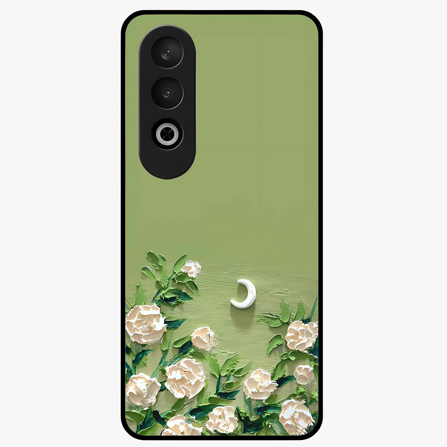 Emerald Bloom Calm Glass Case for 1+Nord Ce 4 elegant front view featuring soothing emerald floral artwork