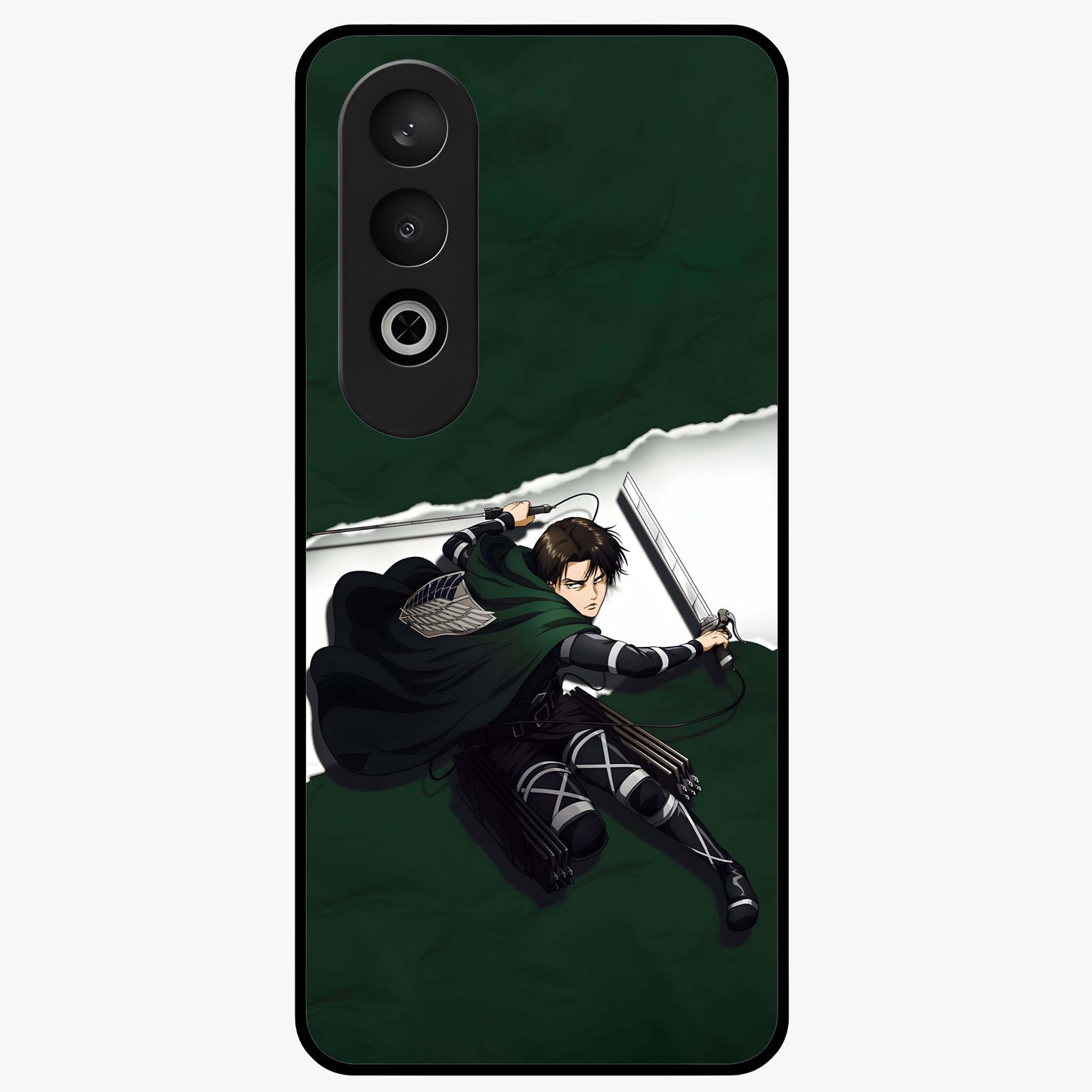 Emerald War Vanguard Glass Case for 1+Nord Ce 4 striking front view featuring warrior inspired artwork in emerald tones