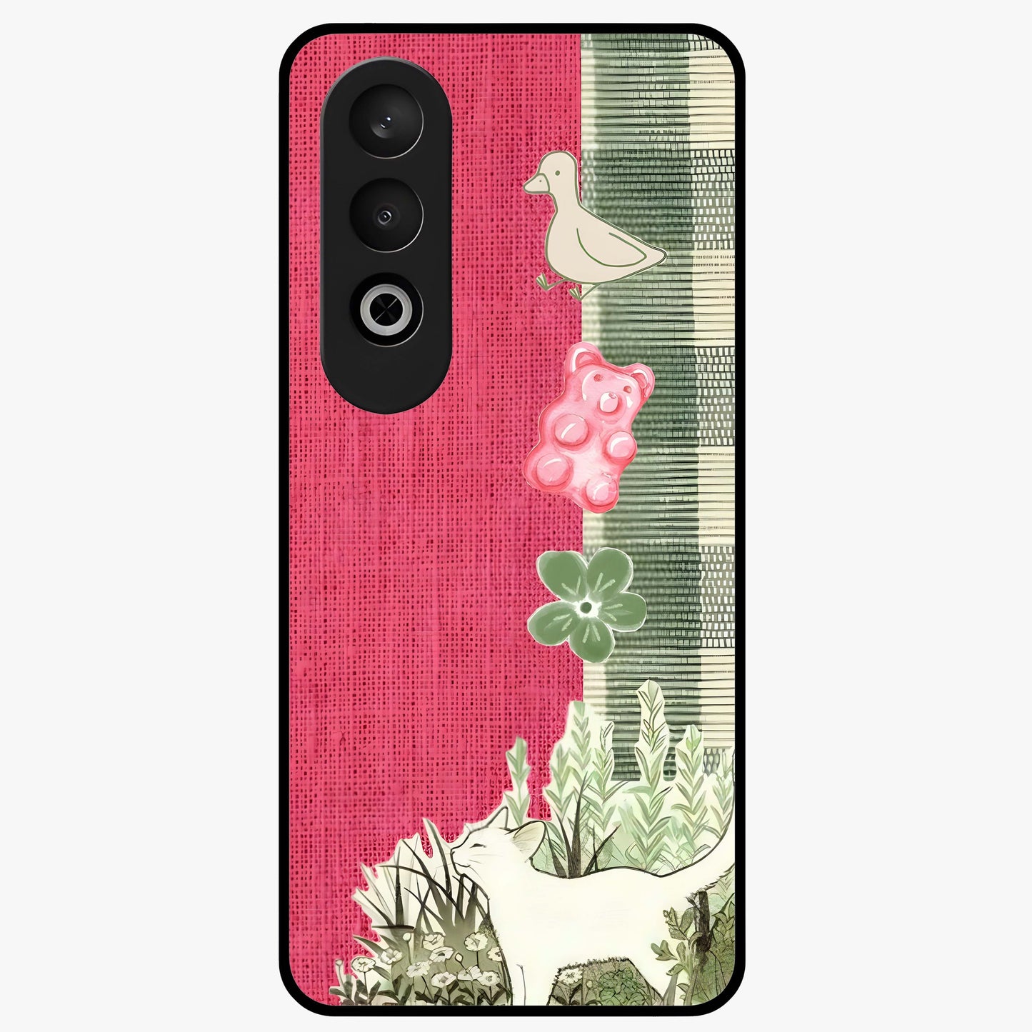 Fabric Patterns Glass Case for 1+Nord CE 4 stylish front view featuring textile inspired pattern artwork