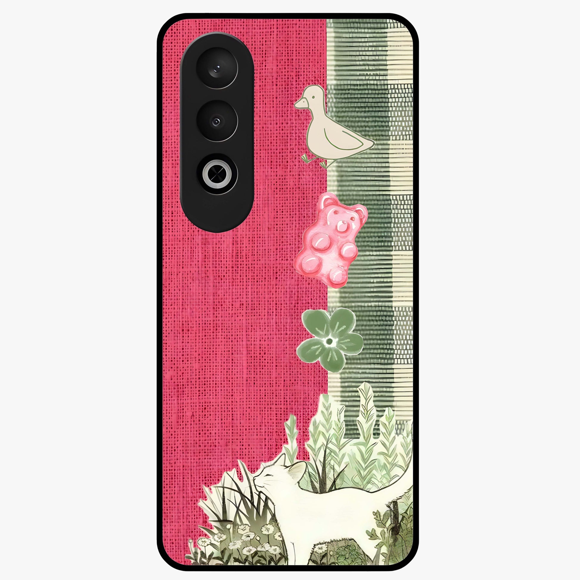 Fabric Patterns Glass Case for 1+Nord CE 4 stylish front view featuring textile inspired pattern artwork