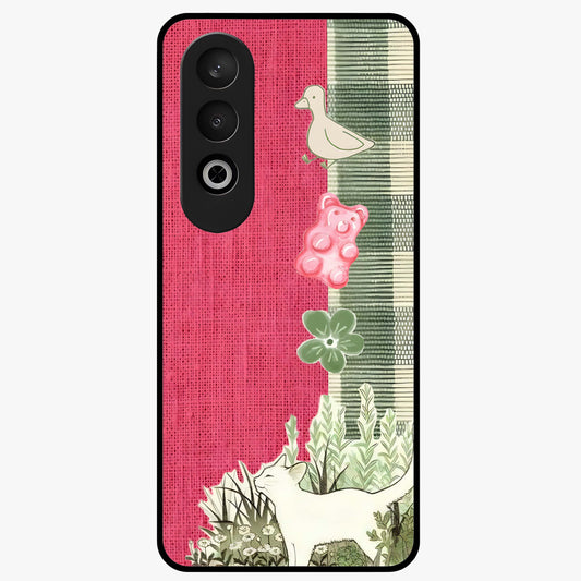 Fabric Patterns Glass Case for 1+Nord Ce 4 stylish front view featuring textile inspired pattern artwork